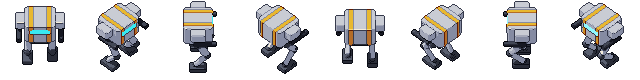 Mécha sous ses 8 côtés, en pixel art animé