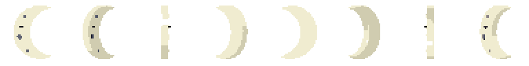Moon from all 8 sides, animated pixel art