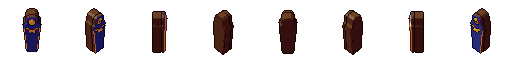 Sarcófago de momia desde sus 8 lados, pixel art animado