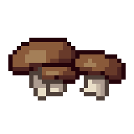 Brown mushrooms, animated pixel-art GIF