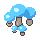 Glowing mushrooms, pixel-art sprite
