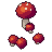 Mushroom cluster, pixel-art sprite