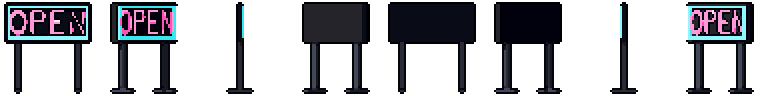 Neon sign from all 8 sides, animated pixel art