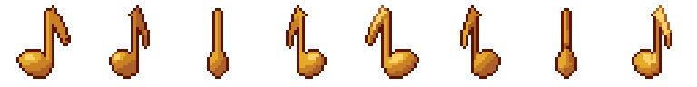 Music note from all 8 sides, animated pixel art