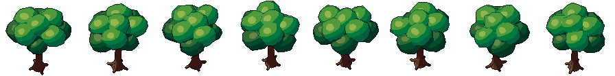 Roble desde sus 8 lados, pixel art animado