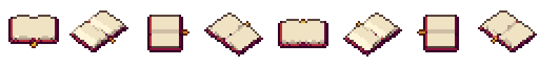 Open book from all 8 sides, animated pixel art