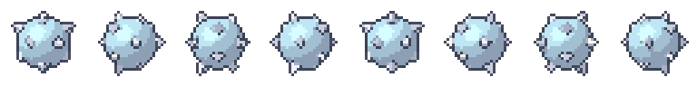 Ice orb from all 8 sides, animated pixel art