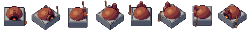 Bread oven from all 8 sides, animated pixel art