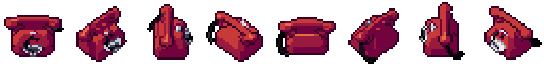 Telephone from all 8 sides, animated pixel art