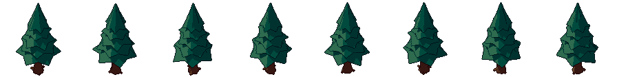 Pine tree from all 8 sides, animated pixel art