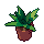 Potted plant, pixel-art sprite