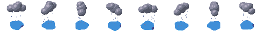 Rain cloud from all 8 sides, animated pixel art
