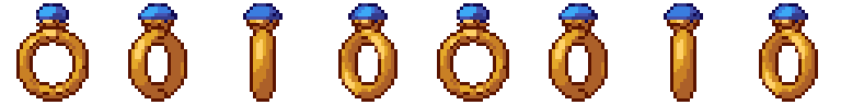 Gold ring from all 8 sides, animated pixel art