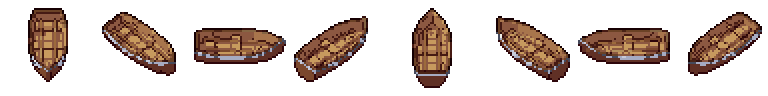 Bote desde sus 8 lados, pixel art animado