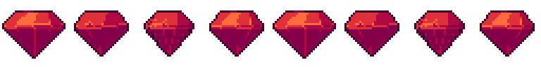Ruby from all 8 sides, animated pixel art