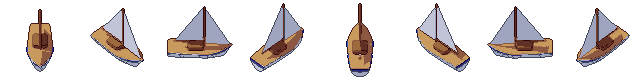 Velero desde sus 8 lados, pixel art animado