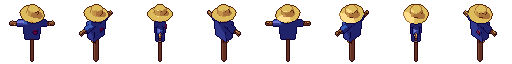 Scarecrow from all 8 sides, animated pixel art