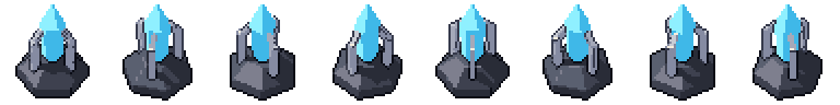 Cristal de poder desde sus 8 lados, pixel art animado