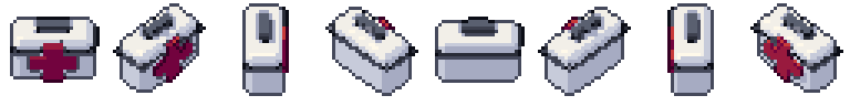 Medkit from all 8 sides, animated pixel art