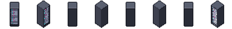 Server rack from all 8 sides, animated pixel art
