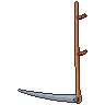 Farm scythe, pixel-art sprite