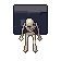 Seated skeleton, pixel-art sprite