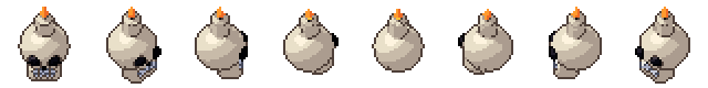 Skull candle from all 8 sides, animated pixel art