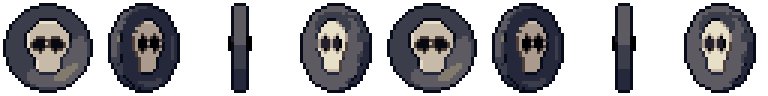 Skull token from all 8 sides, animated pixel art
