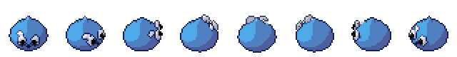 Blue slime from all 8 sides, animated pixel art