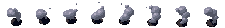 Smoke puff from all 8 sides, animated pixel art