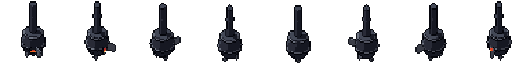 Iron stove from all 8 sides, animated pixel art