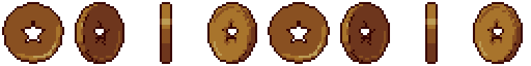 Arcade token from all 8 sides, animated pixel art