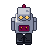 Toy robot, pixel-art sprite