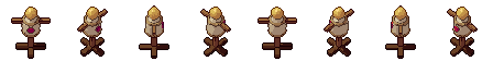 Mannequin d’entraînement sous ses 8 côtés, en pixel art animé