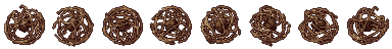 Steppenläufer von allen 8 Seiten, animierte Pixel Art