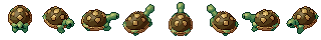 Turtle from all 8 sides, animated pixel art