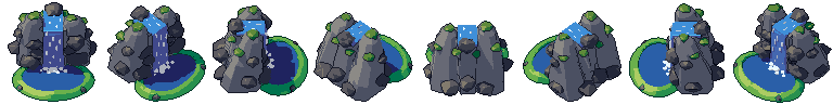 Waterfall from all 8 sides, animated pixel art