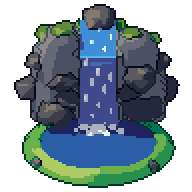 Waterfall, animated pixel-art GIF