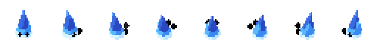 Wisp from all 8 sides, animated pixel art