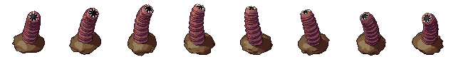 Giant worm from all 8 sides, animated pixel art
