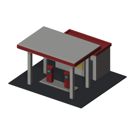 Petrol station, 3D model