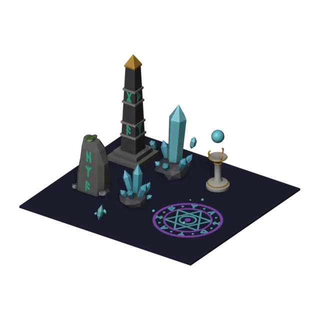 Crystal shrine set, 3D scene