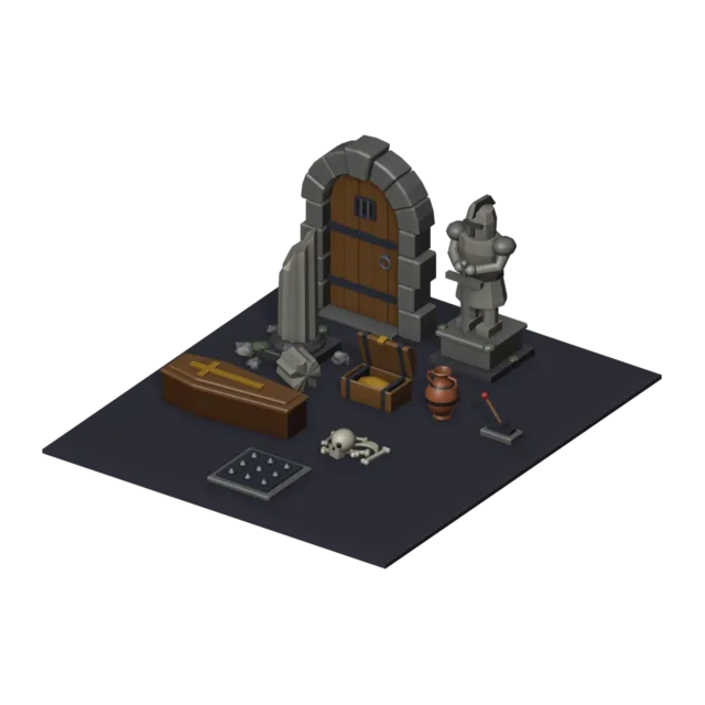 Dungeon set, 3D scene