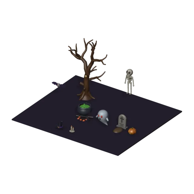 Halloween set, 3D scene