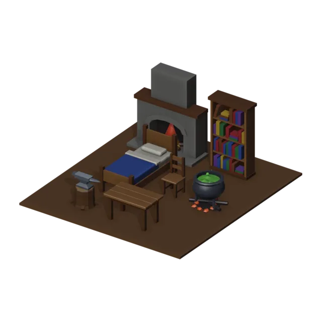 Workshop set, 3D scene