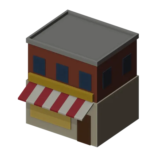 Corner shop, 3D model