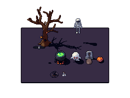 Halloween set, pixel-art scene