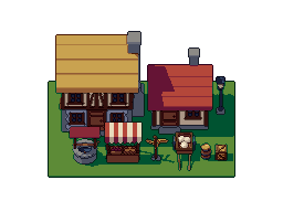 Village set, pixel-art scene